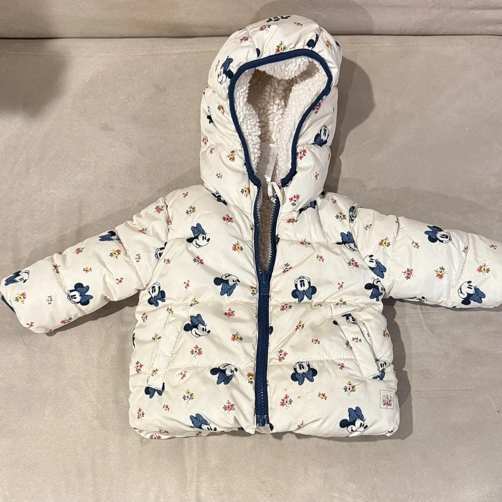 Baby GAP Disney Minnie‎ Mouse Puffer Jacket Size 12-18m